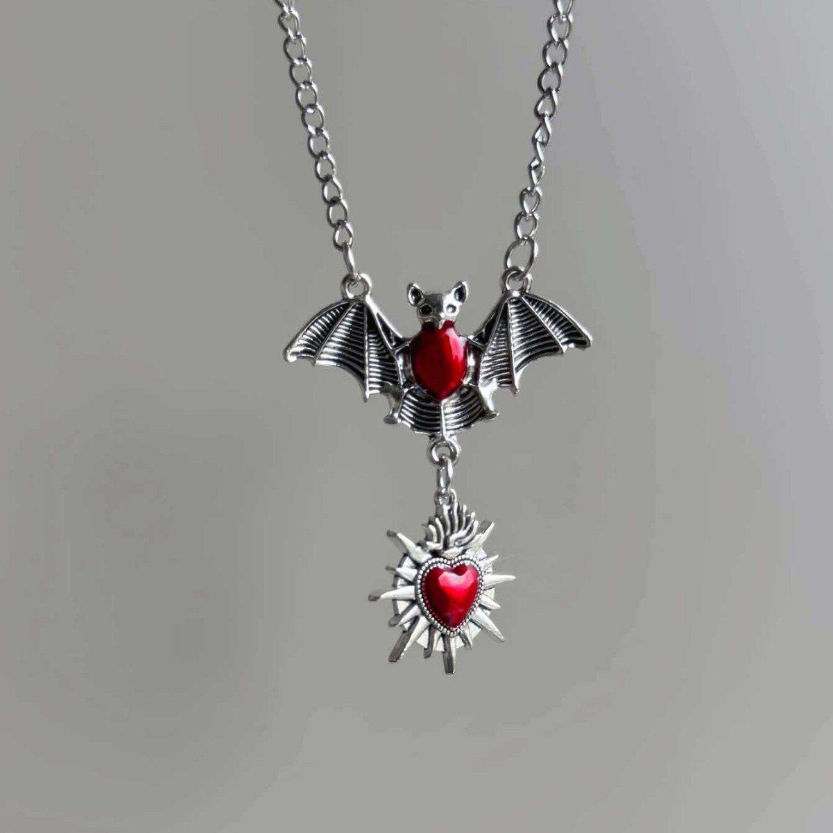 Men'S Victorian Accessories - Kalung Kelelawar Hati Berduri, Perhiasan Gotik,