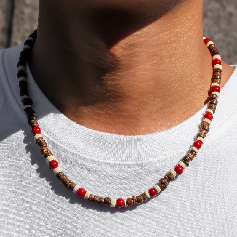 Kalung Manik Kayu Bohemian unt - Men'S Vacation Accessories ulasan dan harga